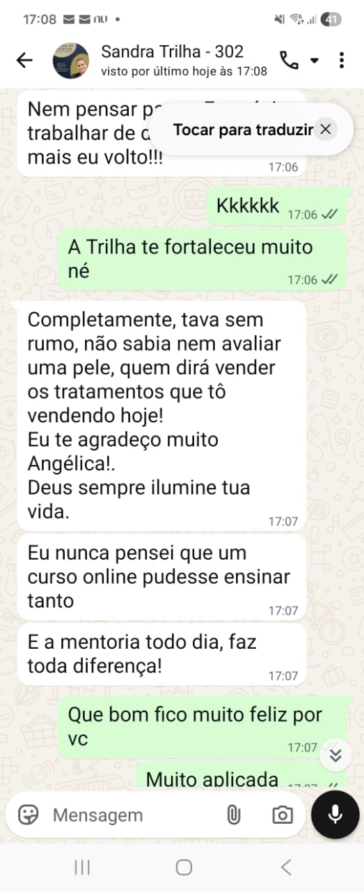 Depoimento de aluna 2 da Trilha da Estética