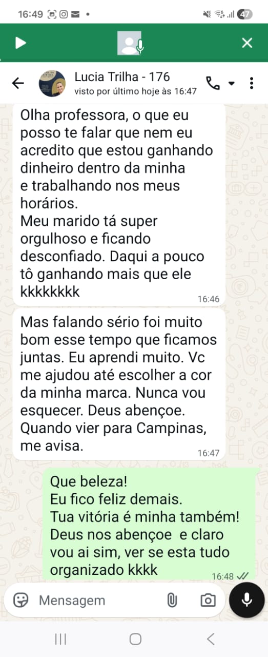 Depoimento de aluna 4 da Trilha da Estética