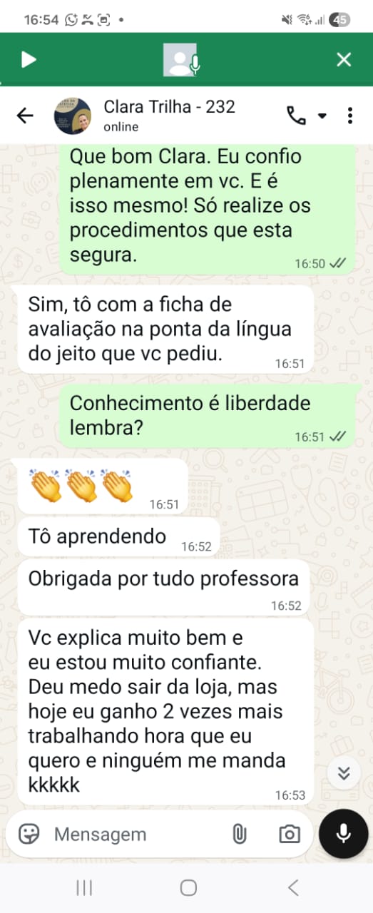Depoimento de aluna 5 da Trilha da Estética